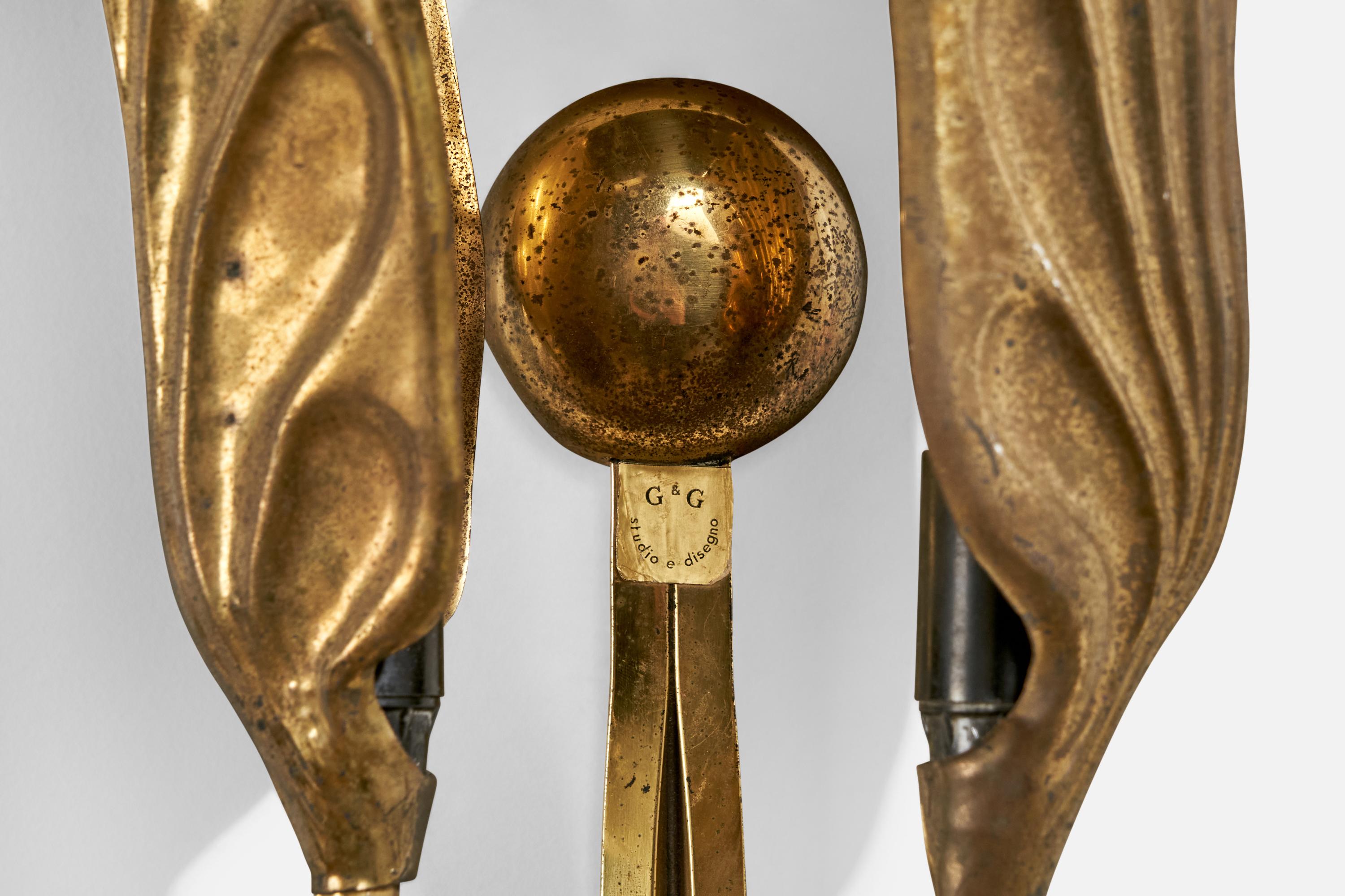 Tommaso Barbi, Wall Light, Brass, Italy, 1970s 2