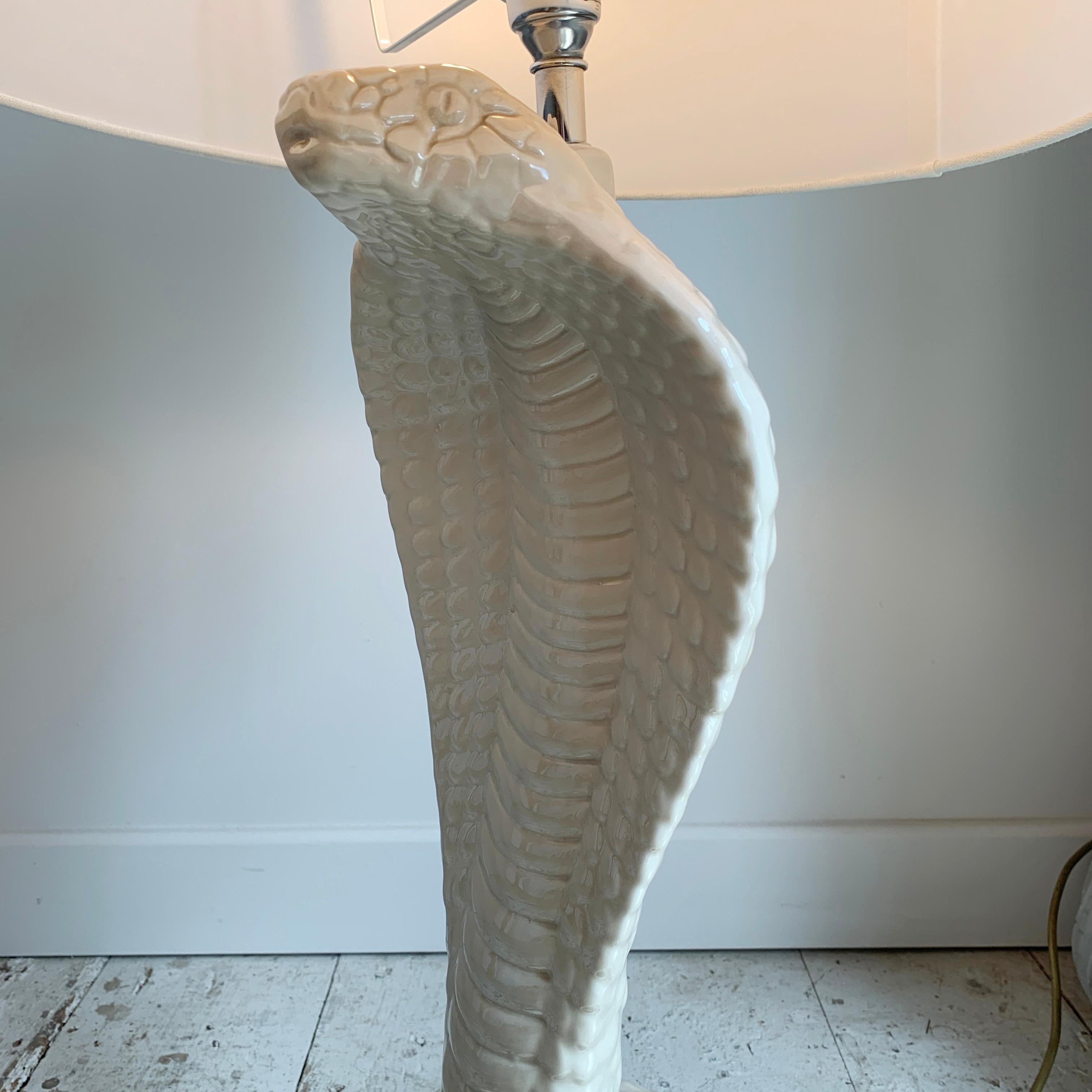 Italian Tommaso Barbi White Cobra Lamp For Sale