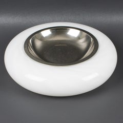 Tommaso Barbi White Murano Glass Ashtray Desk Tidy Catchall, Italy 1970s