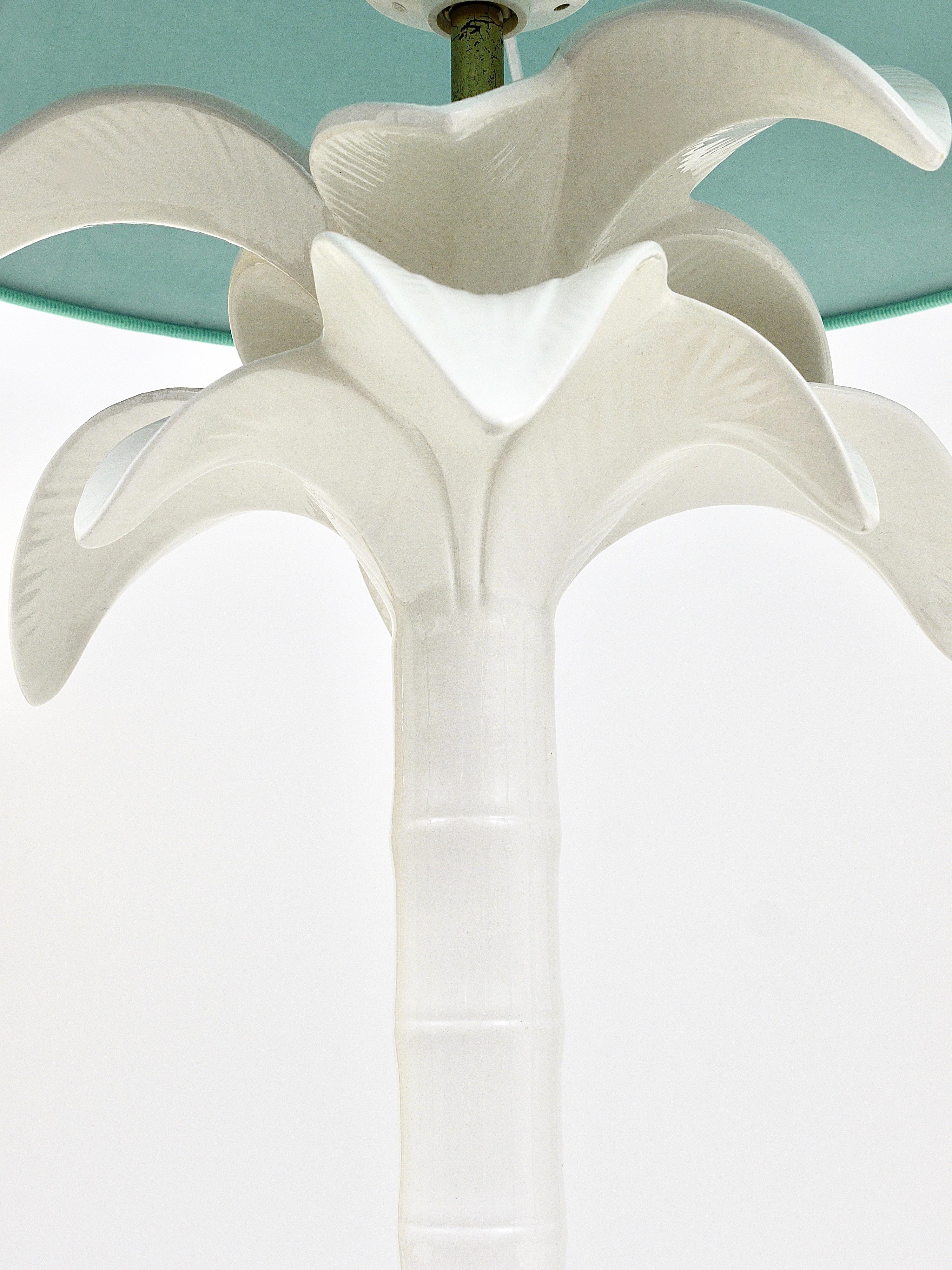 Tommaso Barbi White Palm Tree Faux Bamboo Table Lamp, Italy, 1970s For Sale 3