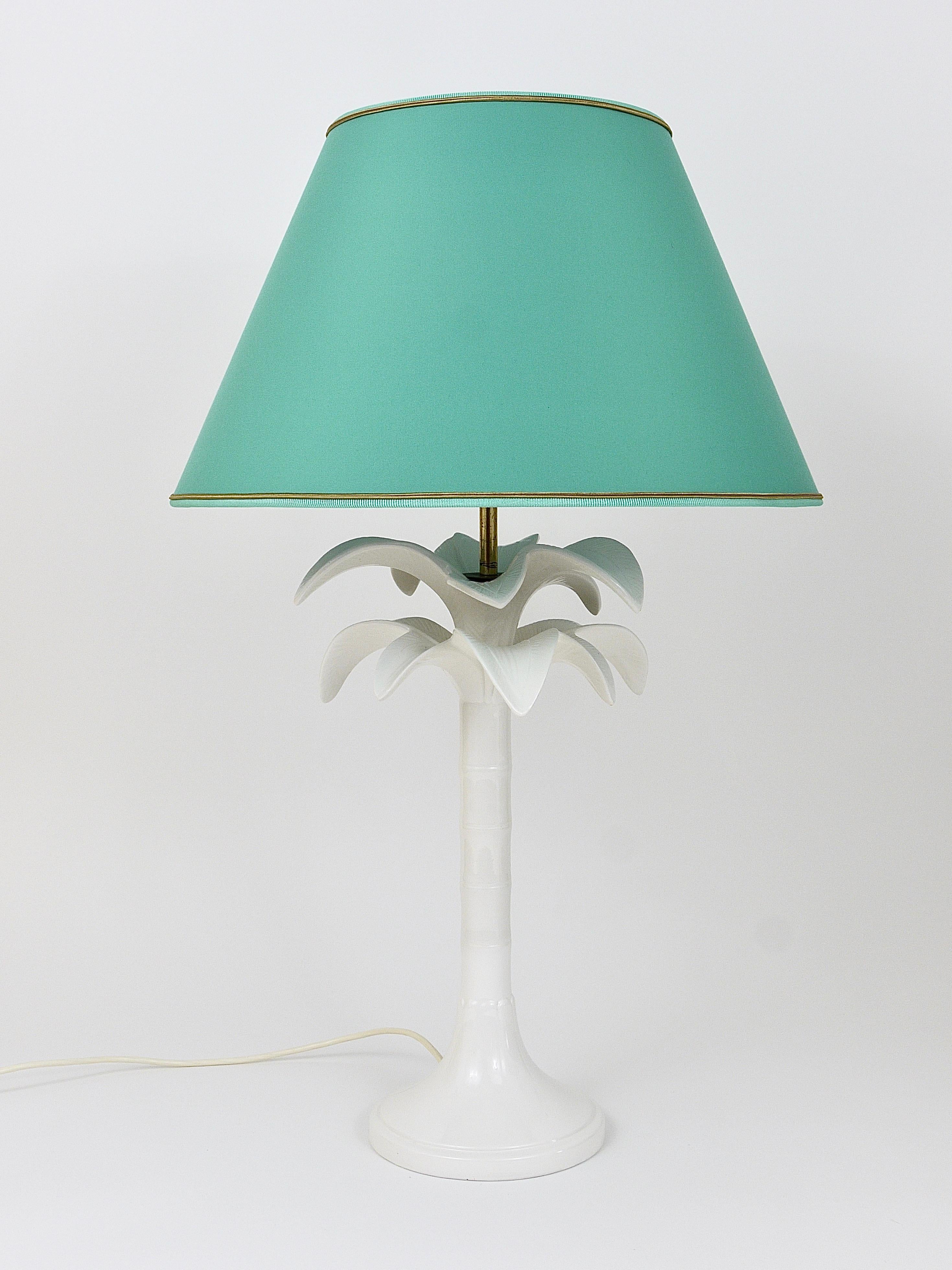 Tommaso Barbi White Palm Tree Faux Bamboo Table Lamp, Italy, 1970s For Sale 4