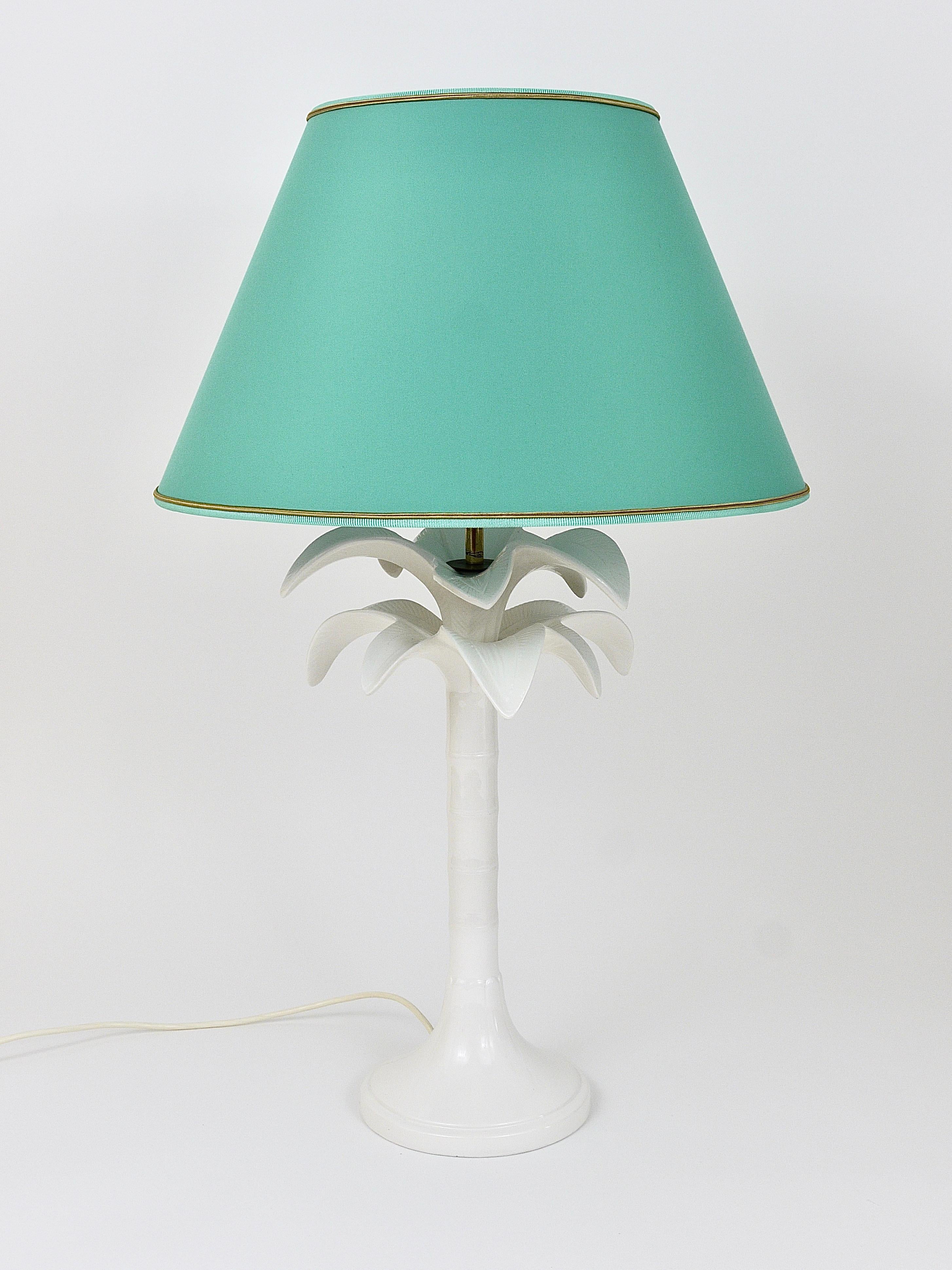 Tommaso Barbi White Palm Tree Faux Bamboo Table Lamp, Italy, 1970s For Sale 5