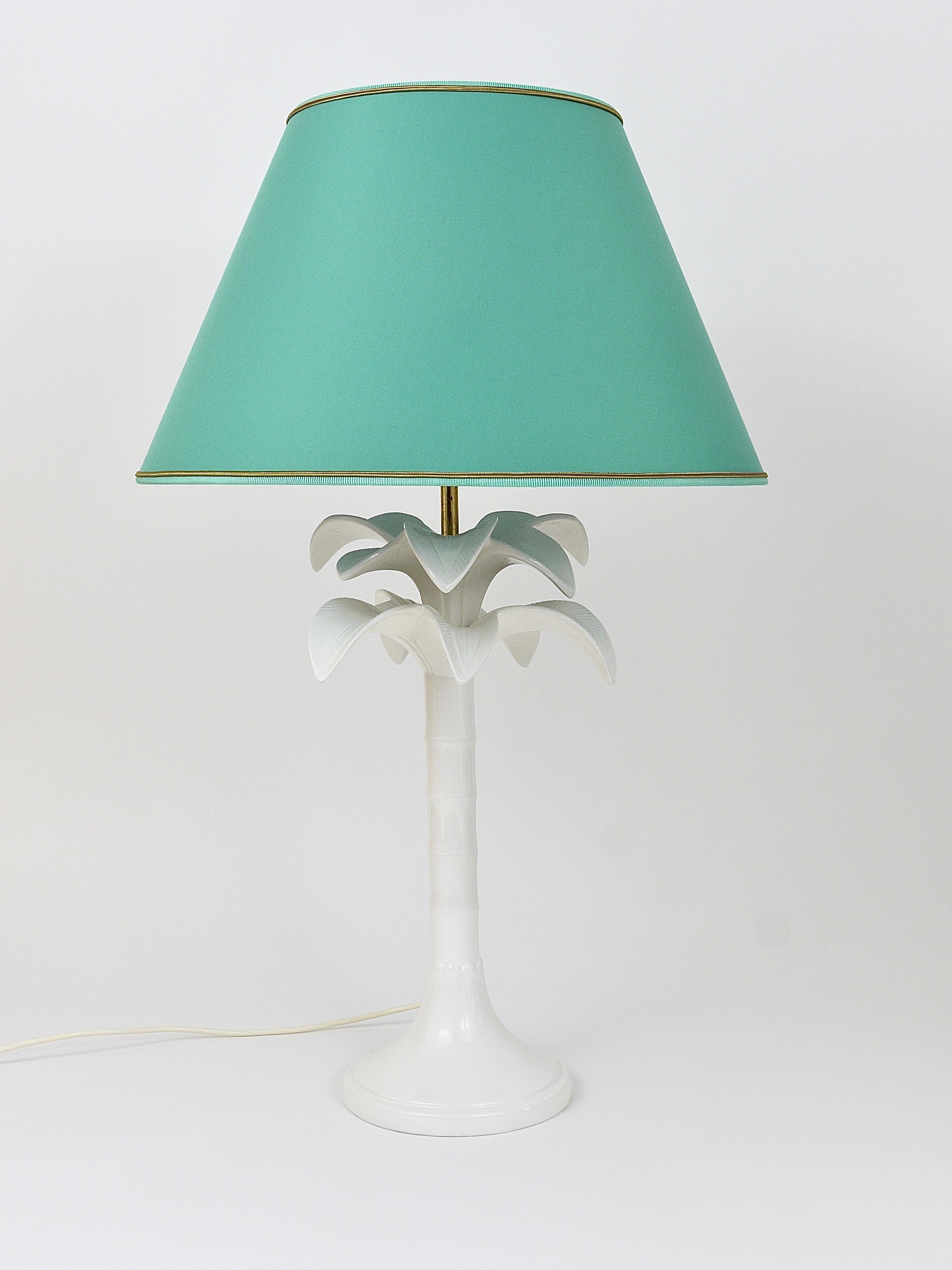 Tommaso Barbi White Palm Tree Faux Bamboo Table Lamp, Italy, 1970s For Sale 6