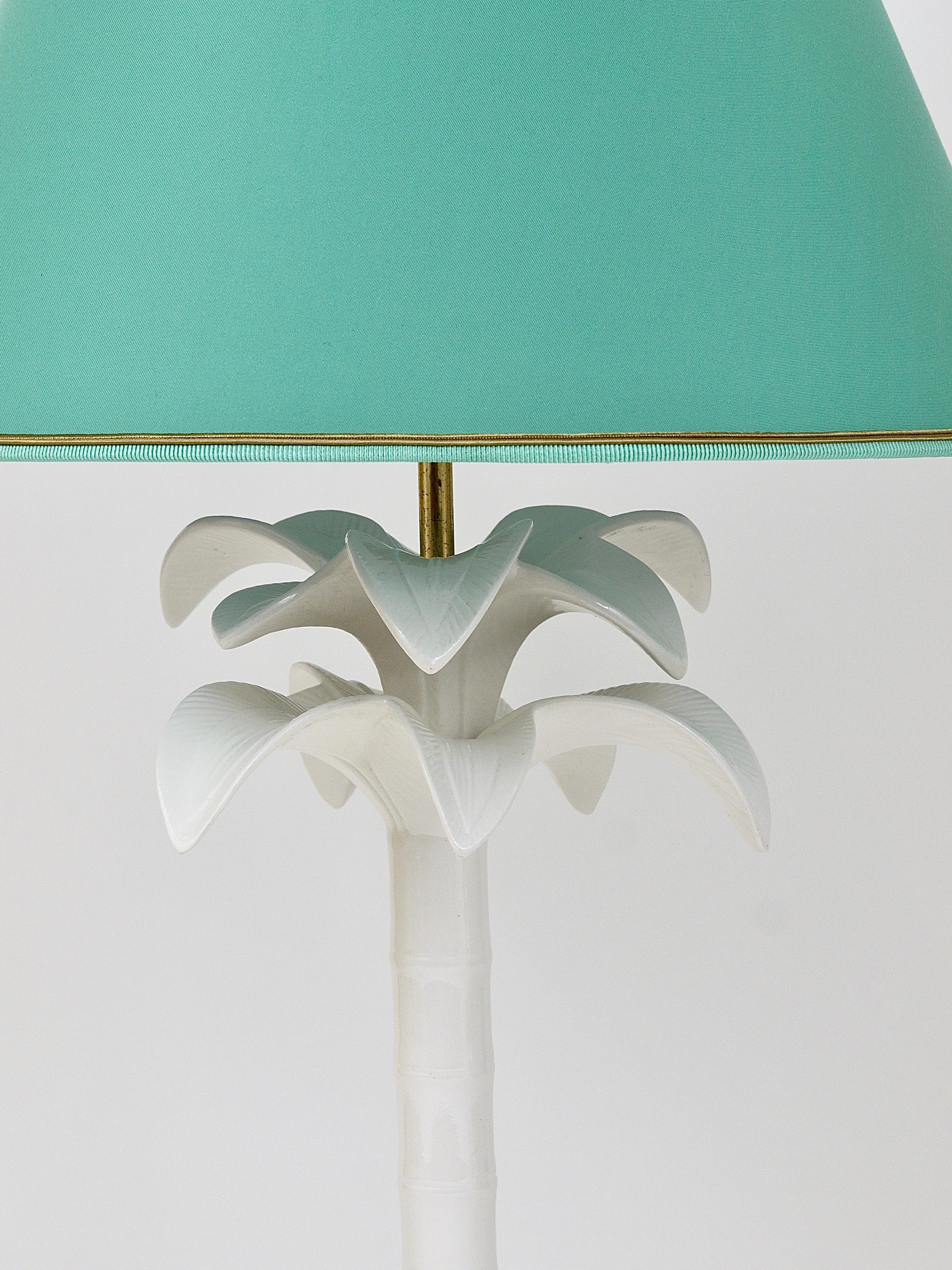 Tommaso Barbi White Palm Tree Faux Bamboo Table Lamp, Italy, 1970s For Sale 7
