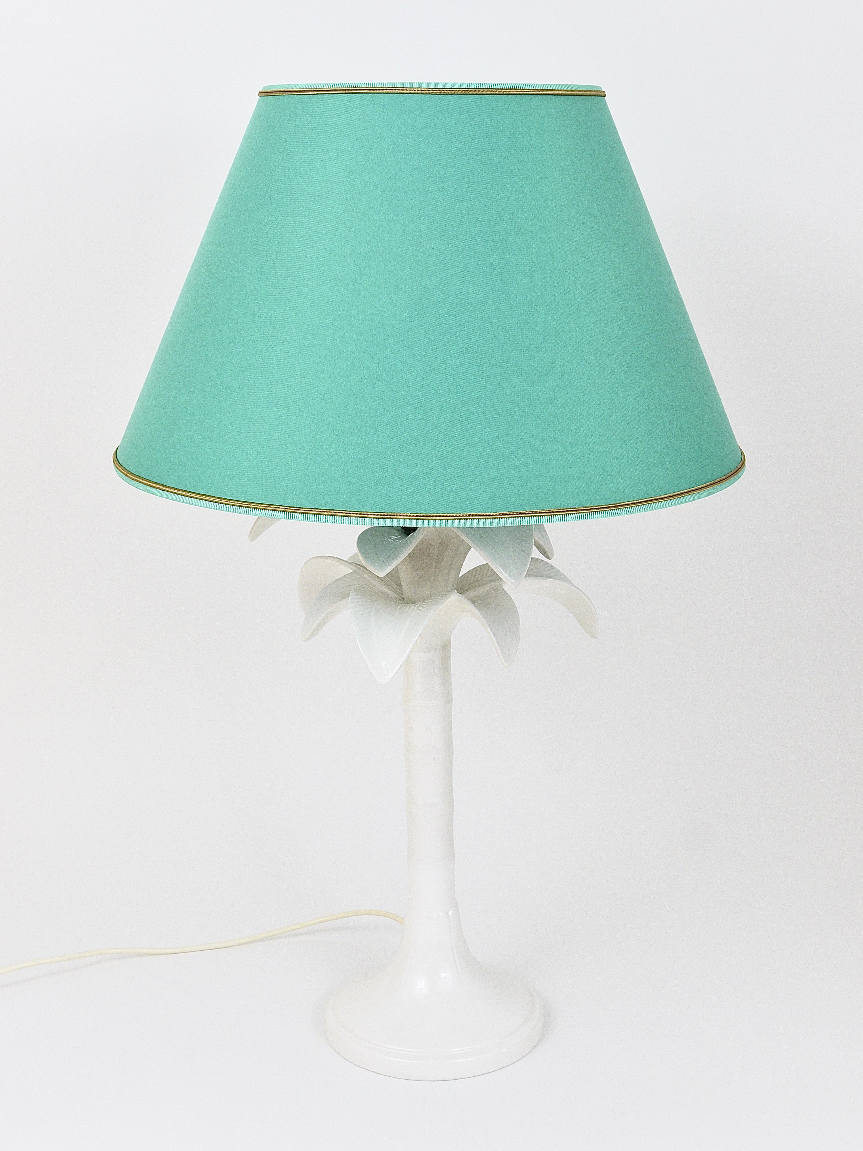 Tommaso Barbi White Palm Tree Faux Bamboo Table Lamp, Italy, 1970s For Sale 8