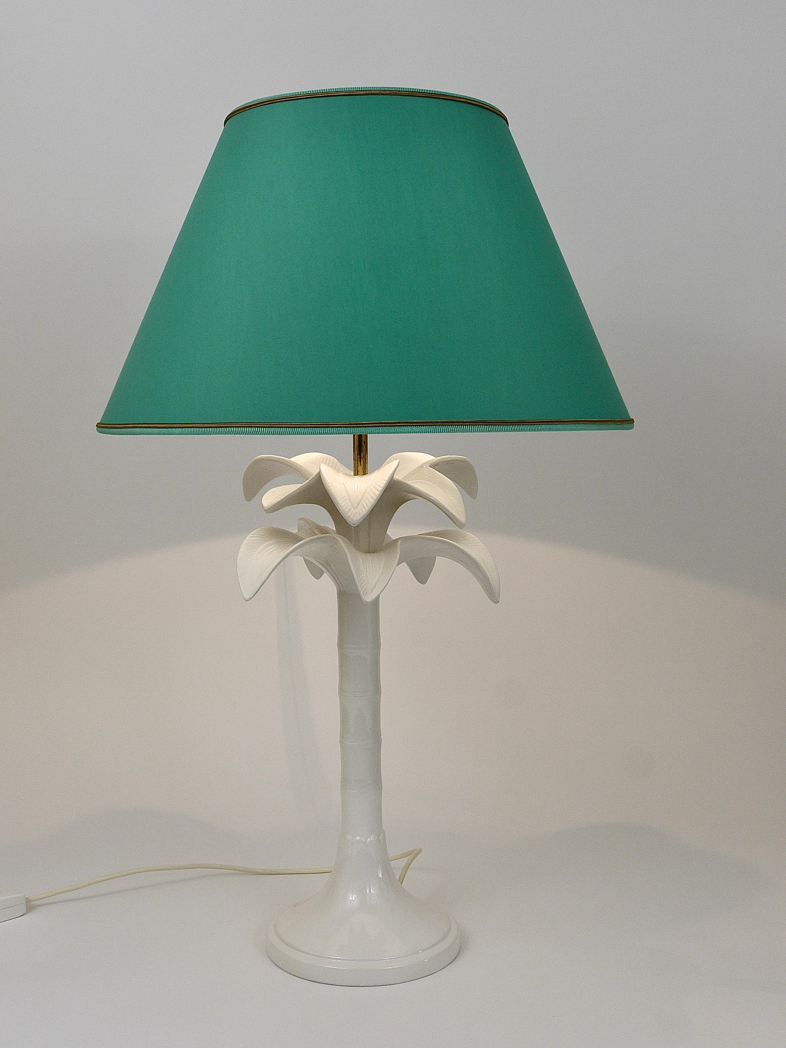 Tommaso Barbi White Palm Tree Faux Bamboo Table Lamp, Italy, 1970s For Sale 9