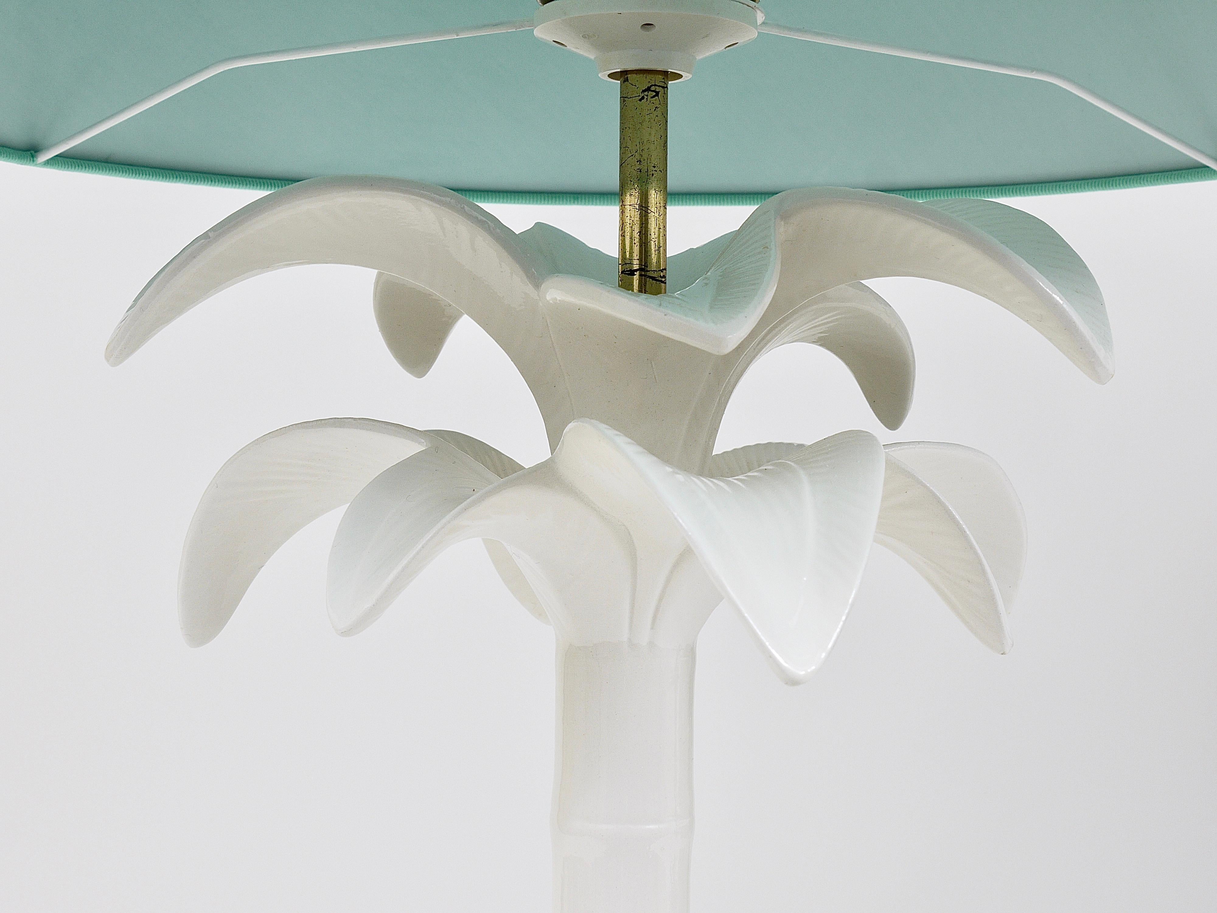 Tommaso Barbi White Palm Tree Faux Bamboo Table Lamp, Italy, 1970s For Sale 12