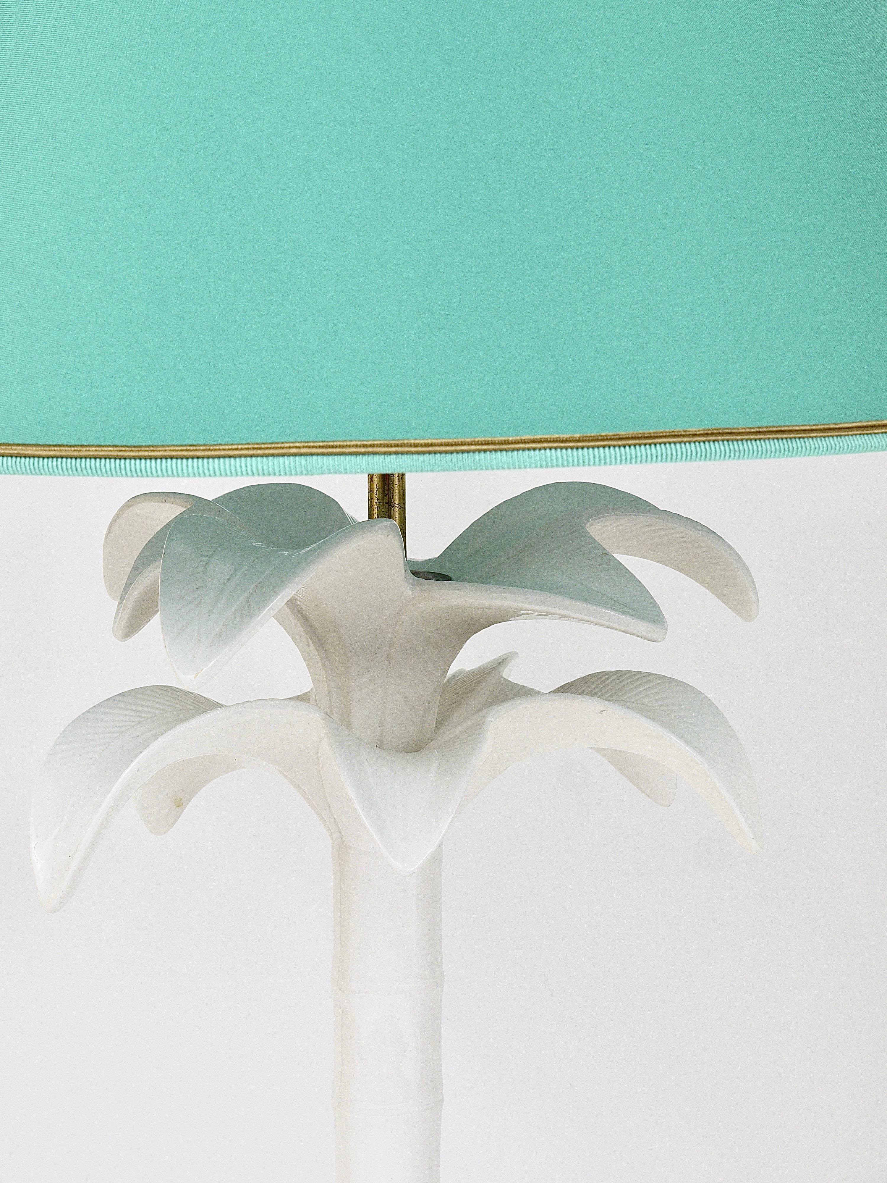 Tommaso Barbi White Palm Tree Faux Bamboo Table Lamp, Italy, 1970s In Good Condition For Sale In Vienna, AT