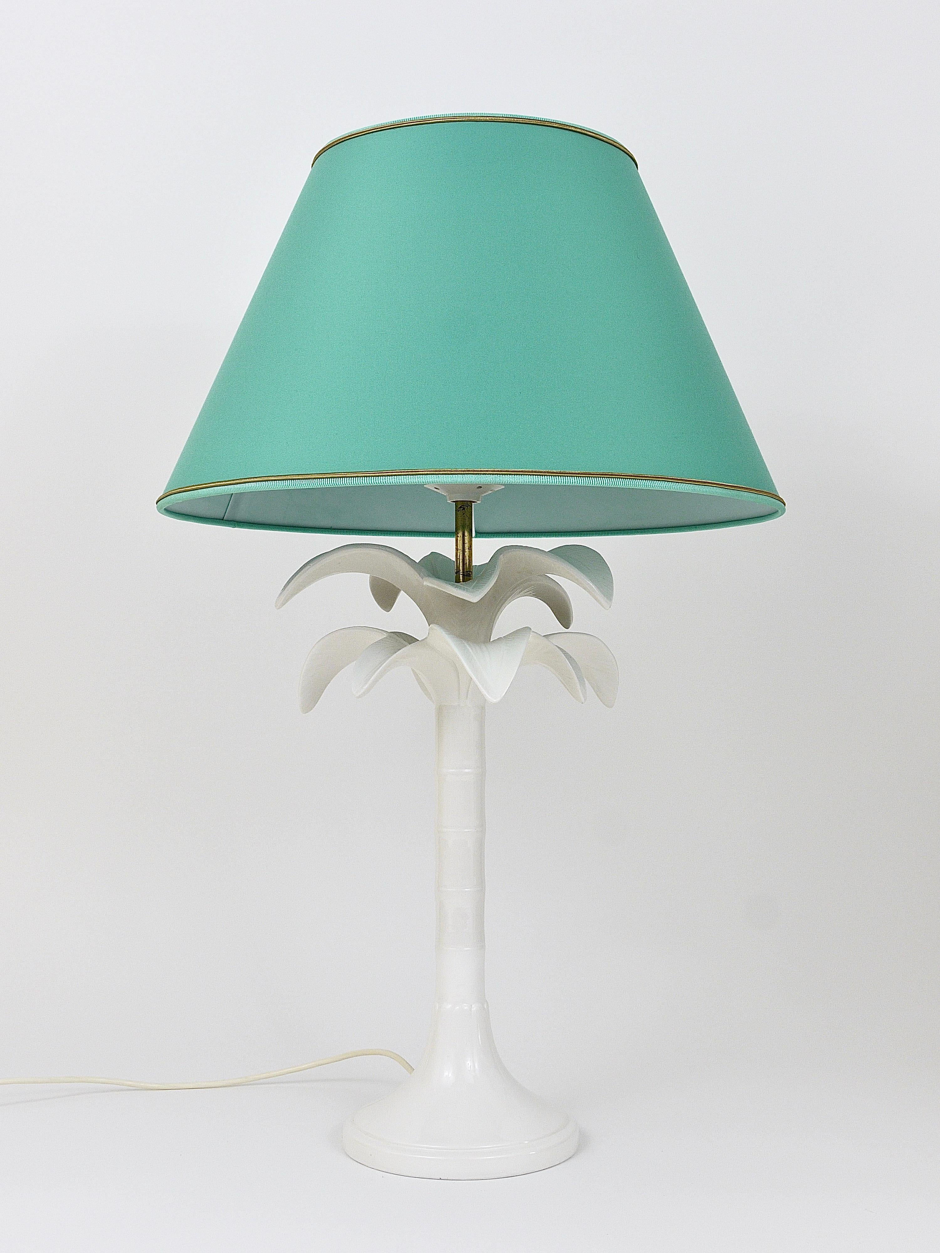 Tommaso Barbi White Palm Tree Faux Bamboo Table Lamp, Italy, 1970s For Sale 2