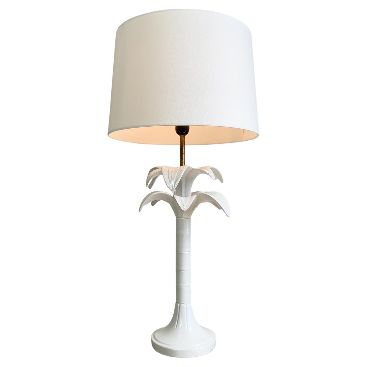 Weiße Palmen-Tischlampe von Tommaso Barbi, signiert im Angebot