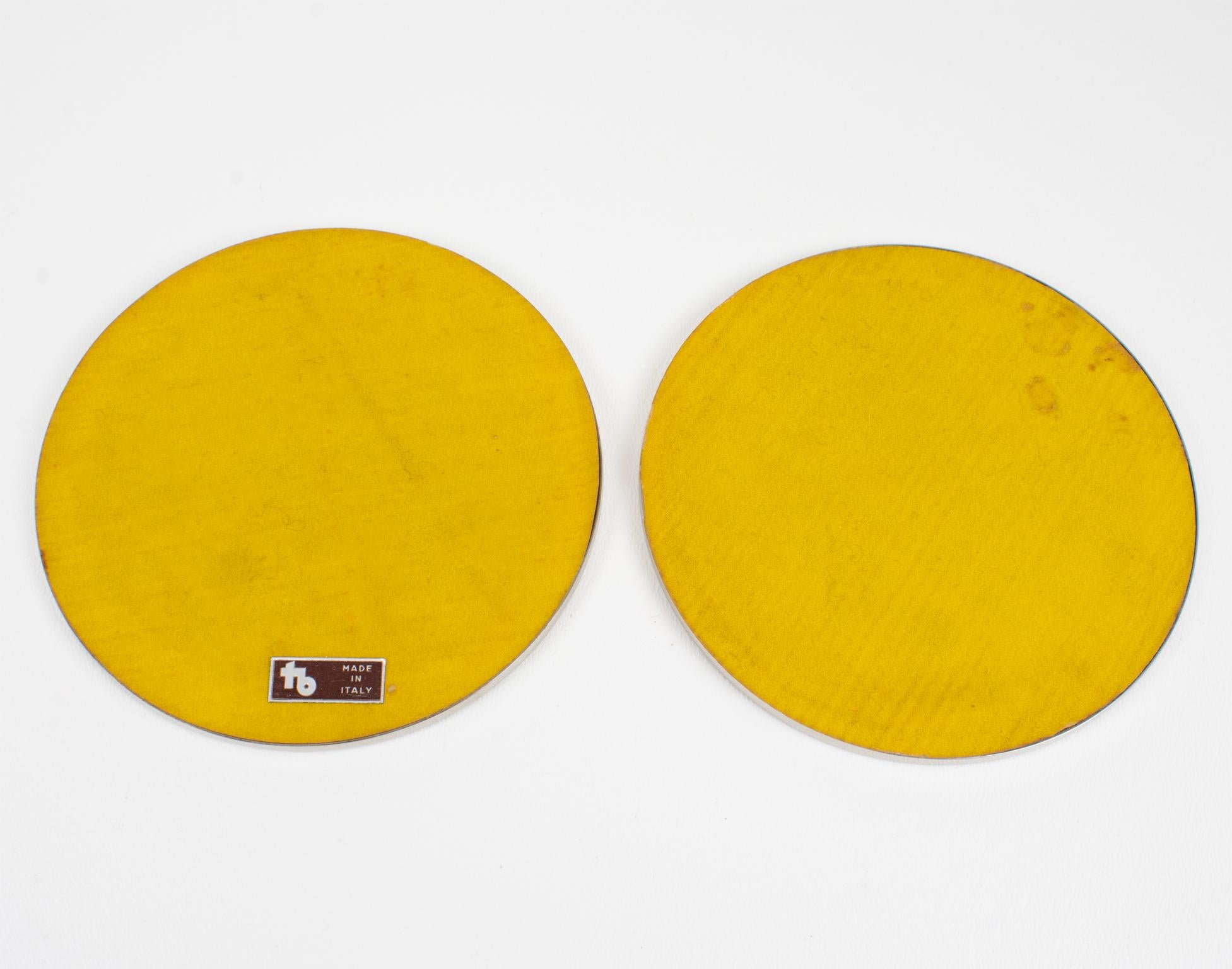 Metal Tommaso Barbi Wicker and Chrome Coasters, 1970s For Sale