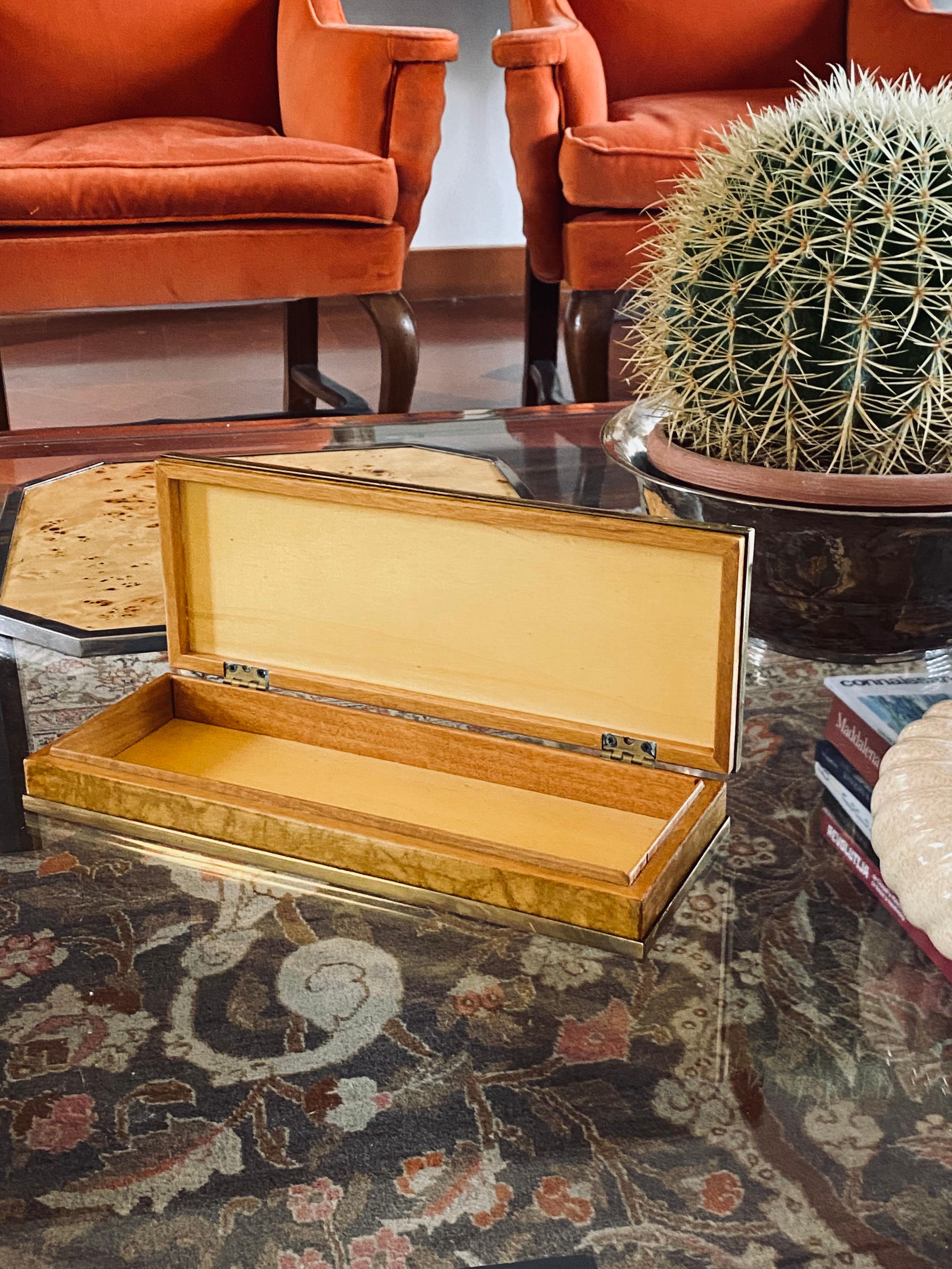 Tommaso Barbi, Wood and Brass Cigars Box, Italy, 1970 In Excellent Condition For Sale In Firenze, IT