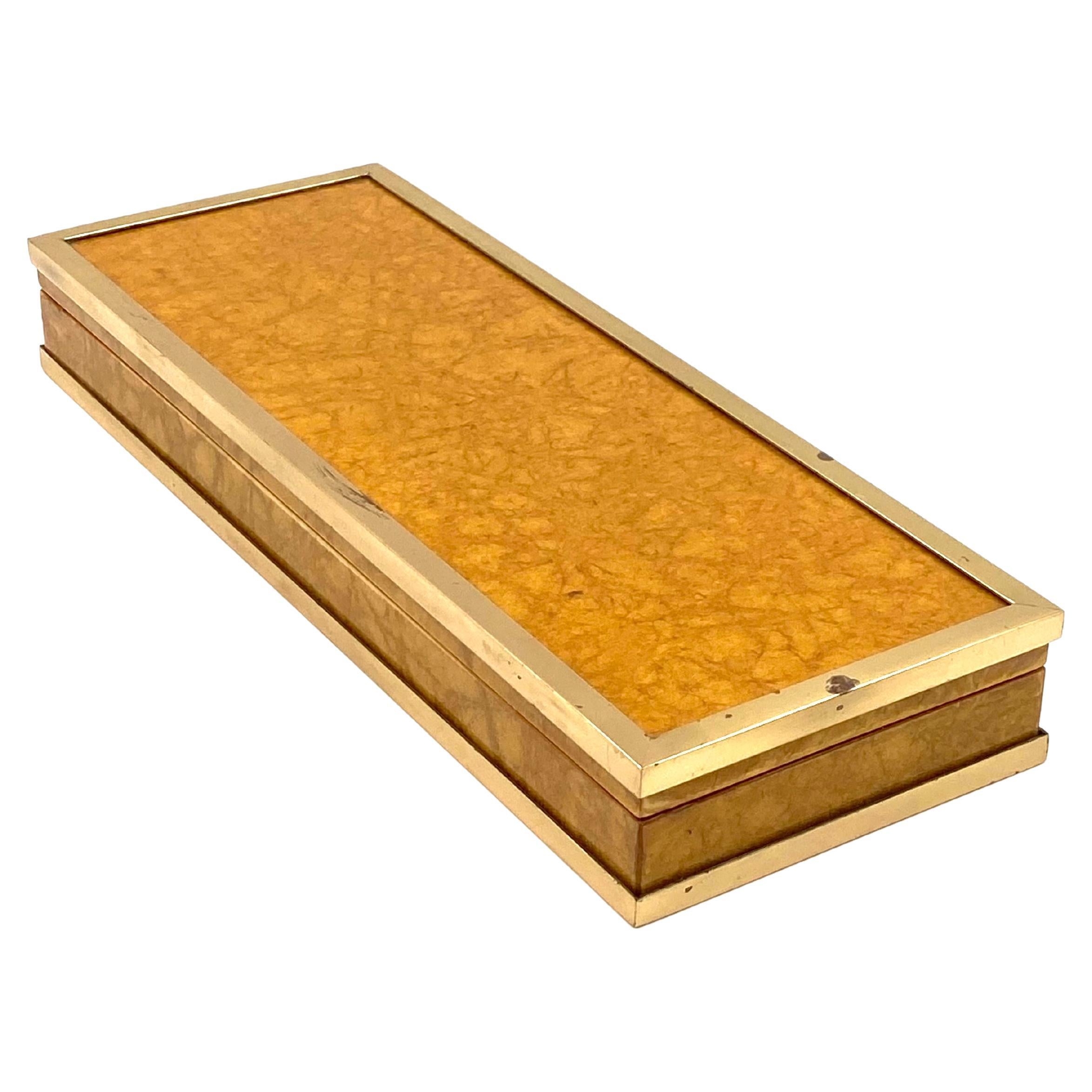 Tommaso Barbi, Wood and Brass Cigars Box, Italy, 1970 For Sale
