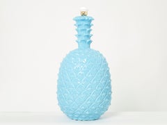 Tommaso Barbi XL Blue Pineapple Ceramic Table Lamp, 1970s
