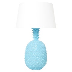 Tommaso Barbi XL Blue Pineapple Ceramic Table Lamp, 1970s