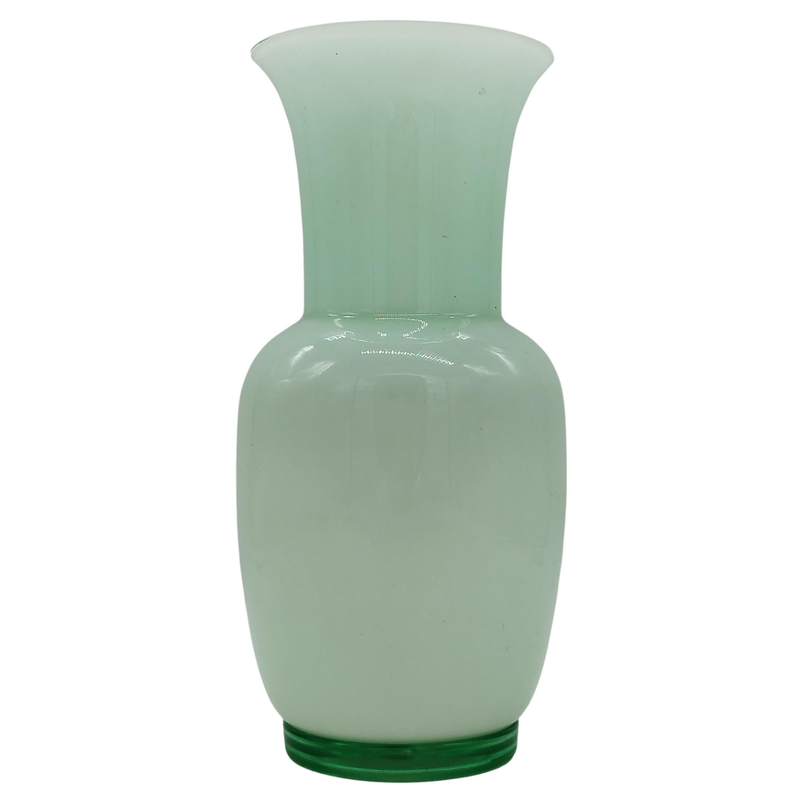 Tommaso Buzzi for Venini "Incamiciato" Green Murano Glass Vase, Italy, 1985