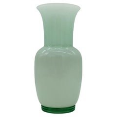 Tommaso Buzzi for Venini "Incamiciato" Green Murano Glass Vase, Italy, 1985