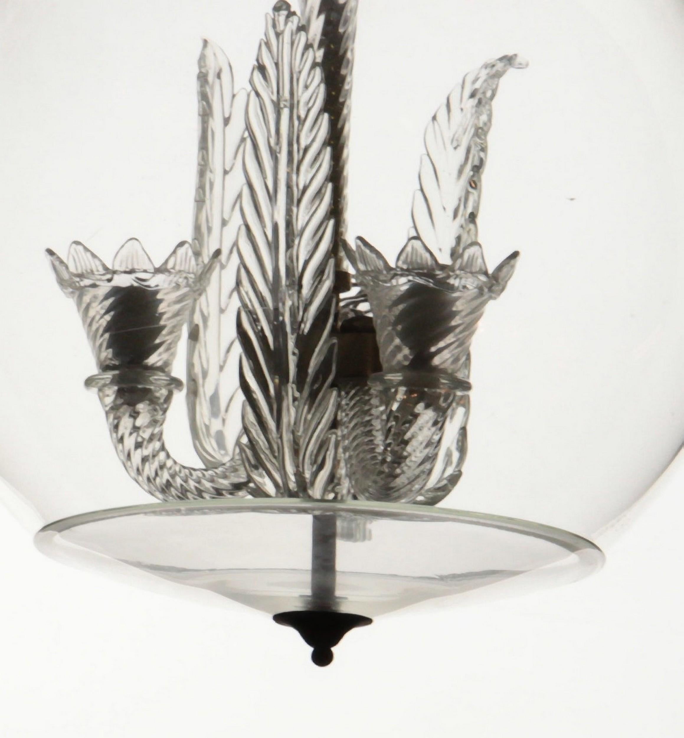 Tommaso Buzzi for Venini, Three Arms Chandelier Inside a Glass Sphere, 1930s 7