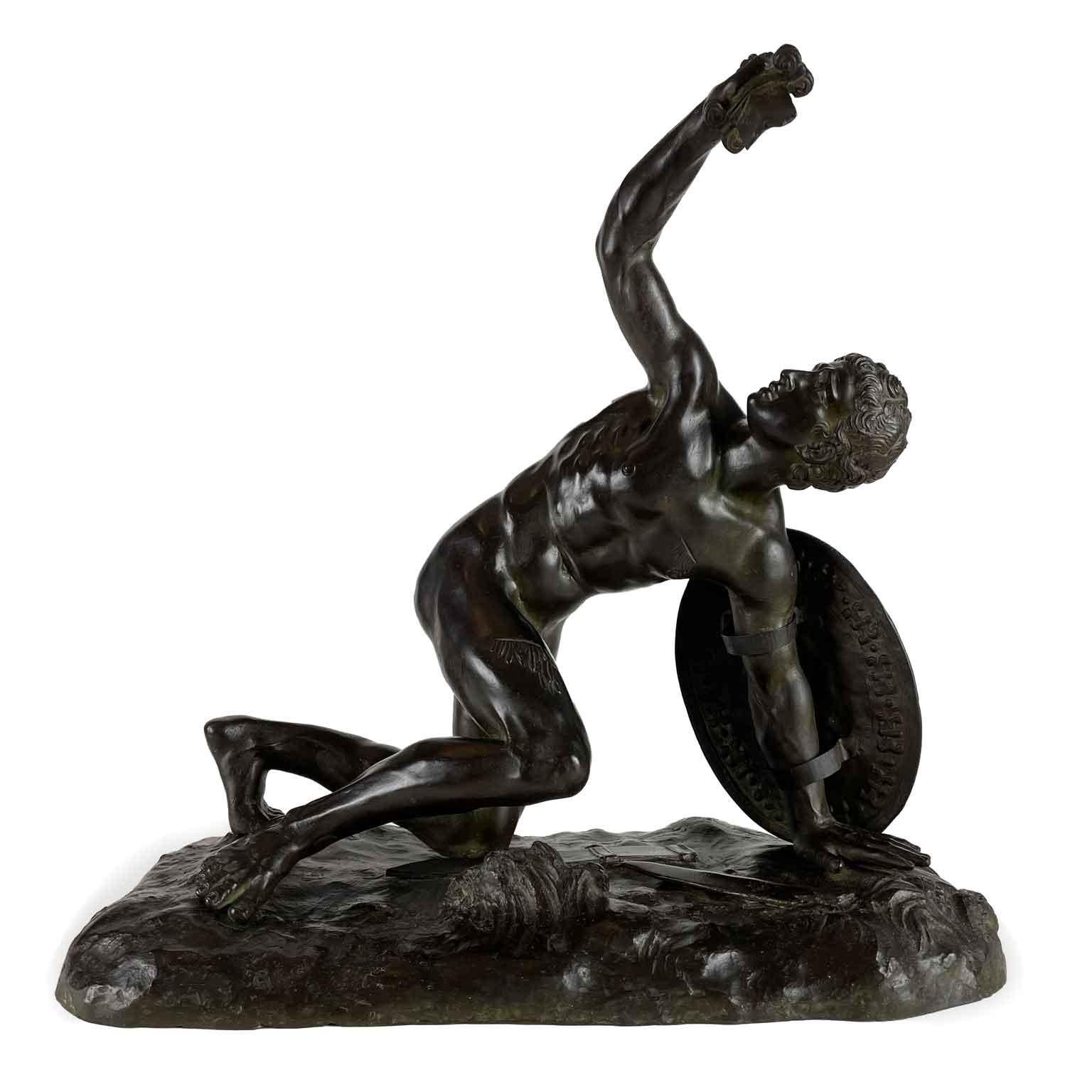 Gladiatore In Bronzo Galata Morente Statua Italianadi Gusto Neoclassico 1930 in vendita 8