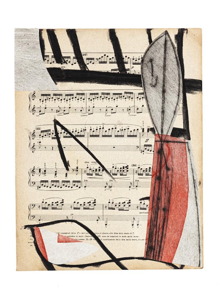 "Musical Notes" is a beautiful artwork in mixed media and collage on a musical note, realized in 2009 by Tommaso Cascella.

Hand-signed on the rear and date.

Good condition with the trace of time.

The artwork represents an abstract composition