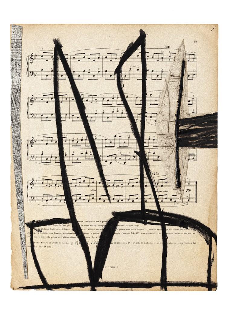"Musical Notes" is a beautiful artwork in mixed media, tempera and collage on a musical note, realized in 2009 by Tommaso Cascella.

Hand-signed on the rear and date.

Good conditions.

The artwork represents an abstract composition through collage