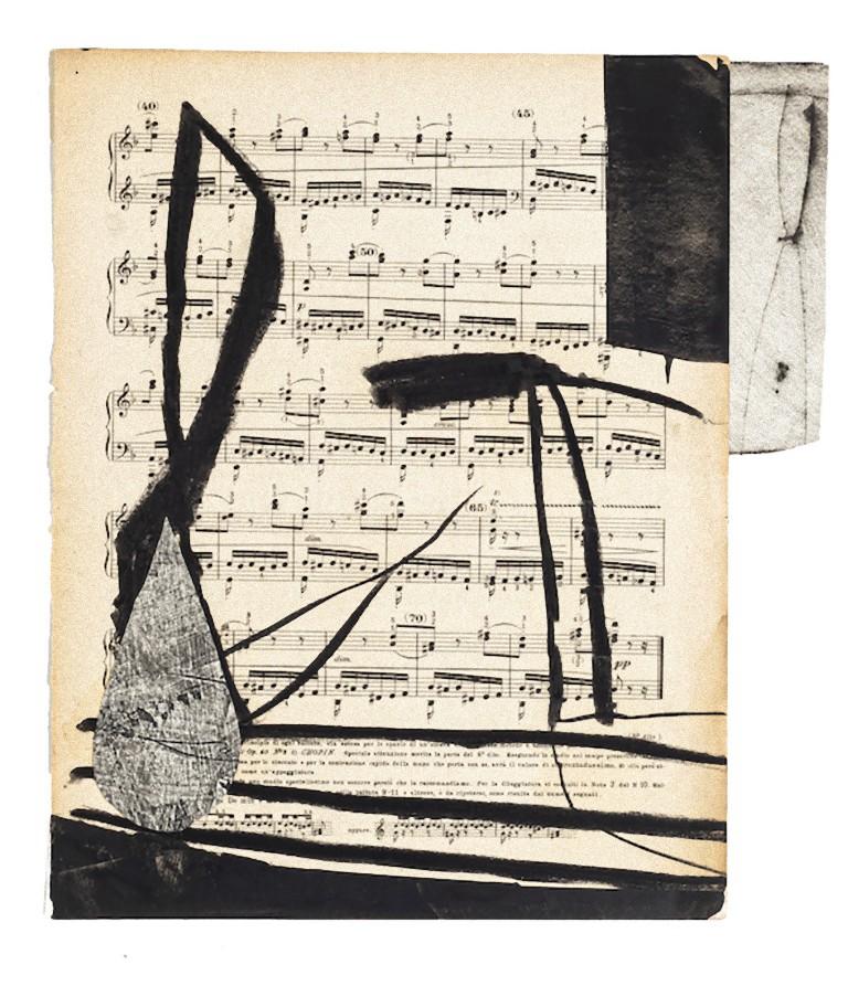"Musical Notes" is a beautiful artwork in mixed media and collage on a musical note, realized in 2009 by Tommaso Cascella.

Hand-signed on the rear and date.

Good condition and aged.

The artwork represents an abstract composition through collage