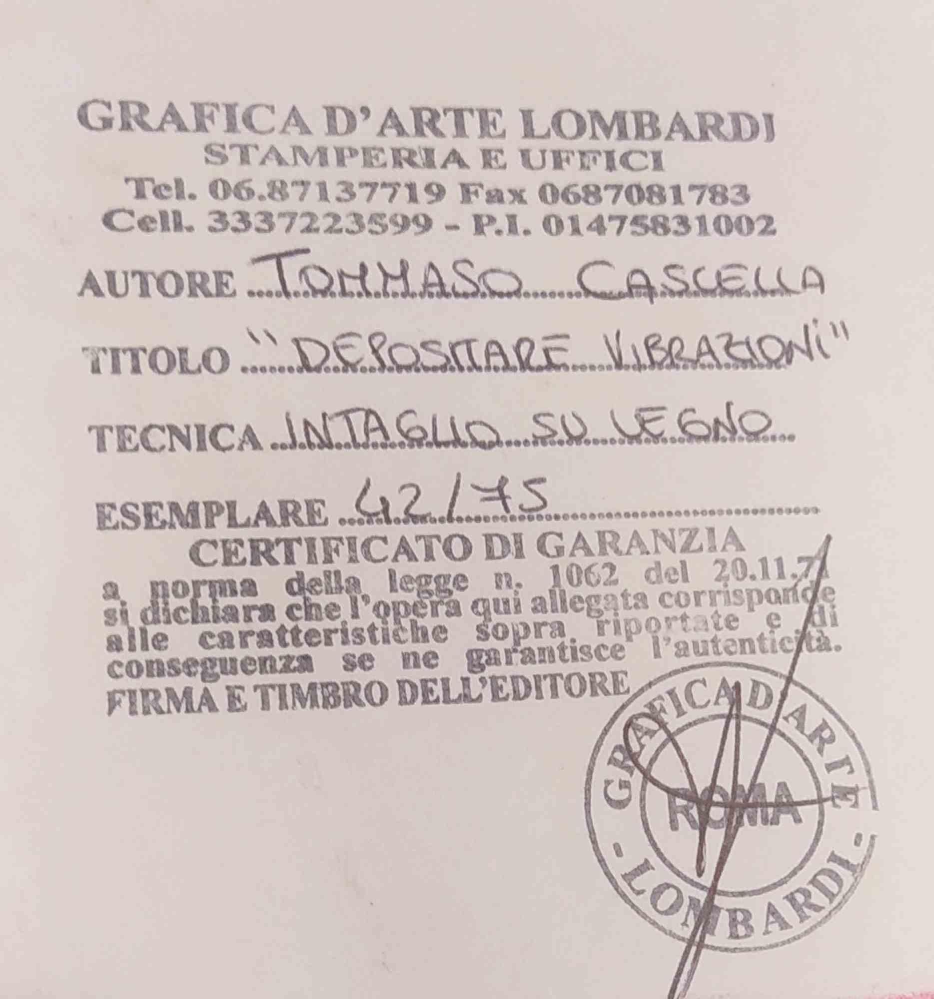 Depositare Vibrazioni 1 - Woodcut by Tommaso Cascella - 1990s For Sale 1