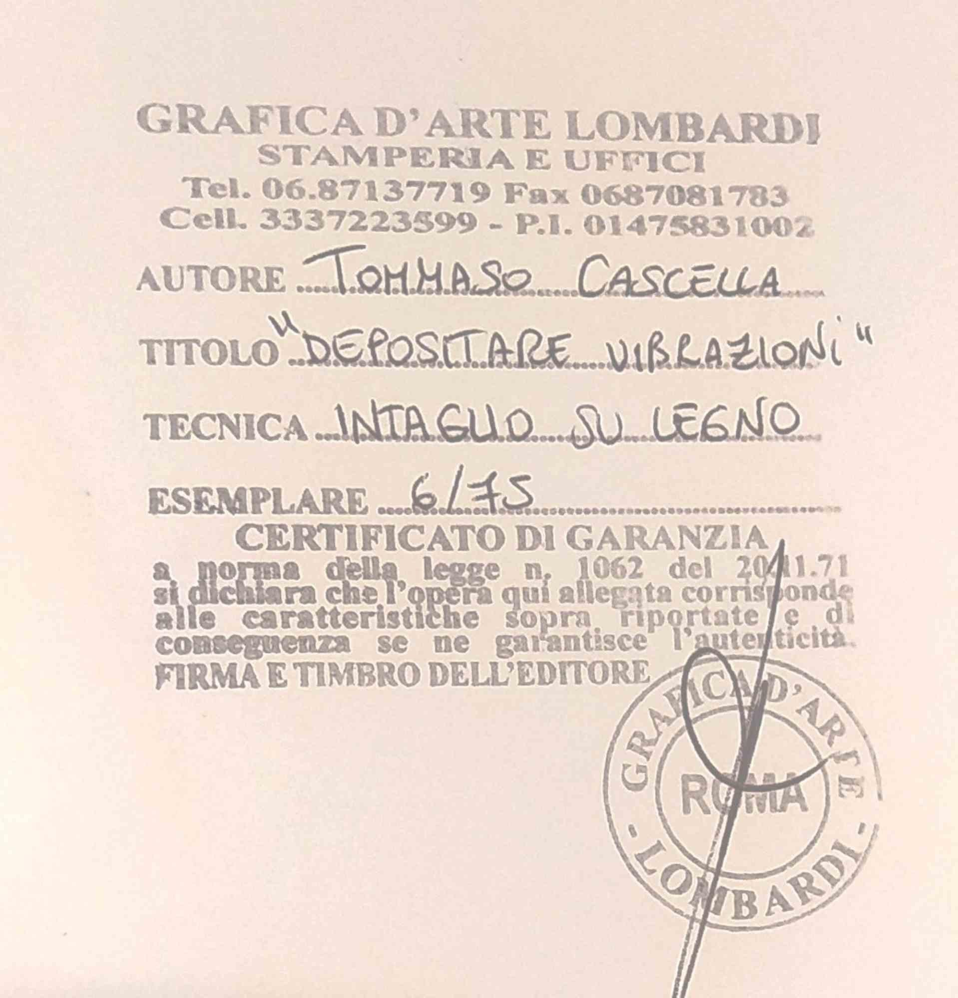 Depositare Vibrazioni 2 - Woodcut by Tommaso Cascella - 1990s For Sale 1