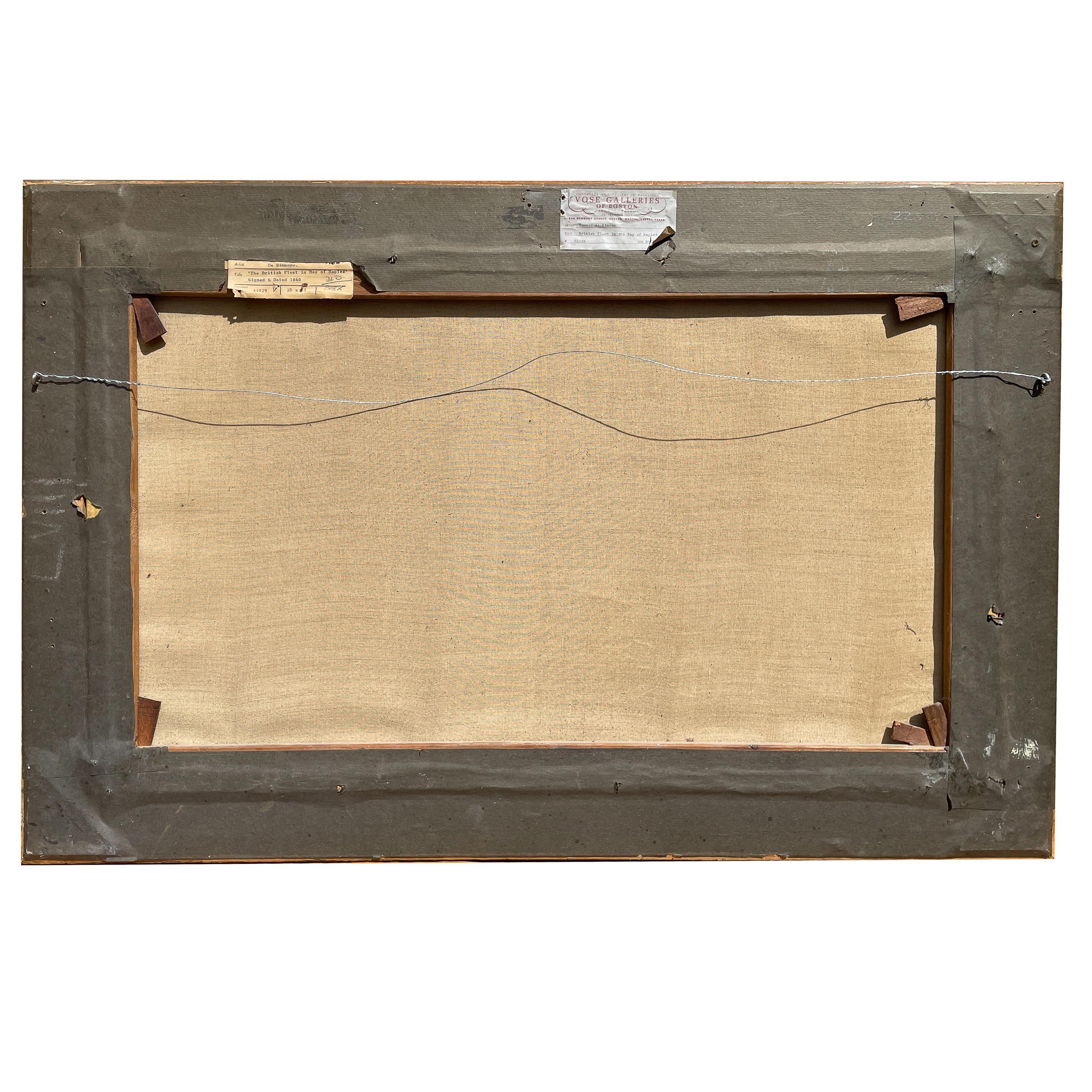 Antikes Ölgemälde von maritimen Schiffen, Ölgemälde „British Fleet Bay of Naples“, signiert und datiert im Angebot 9