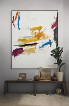 Toro che insegue il coniglio blu (pittura astratta)