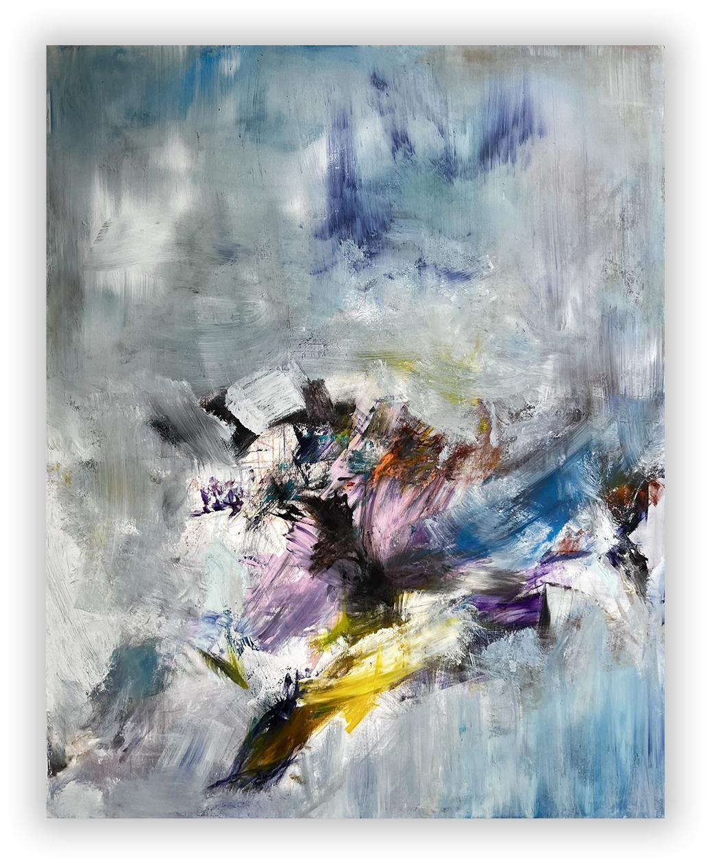 Tommaso Fattovich Abstract Painting – There's A Cat In The Sky (Abstraktes Gemälde)