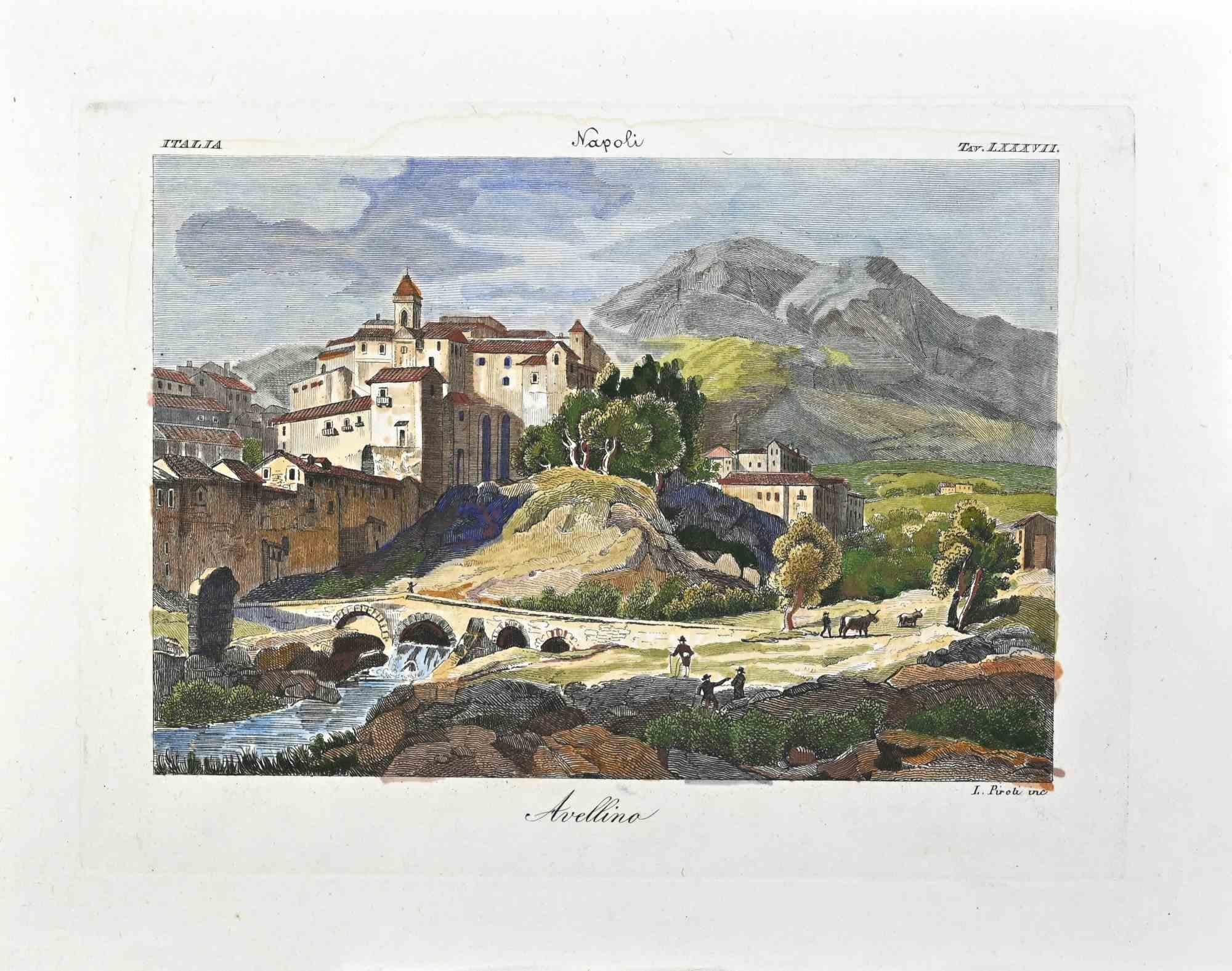 Vue d'Avellino est une estampe réalisée par Tommaso Piroli au milieu du XIXe siècle.

Gravure aquarellée à la main sur papier.

Signé et titré sur la plaque.

Bon état avec rousseurs
