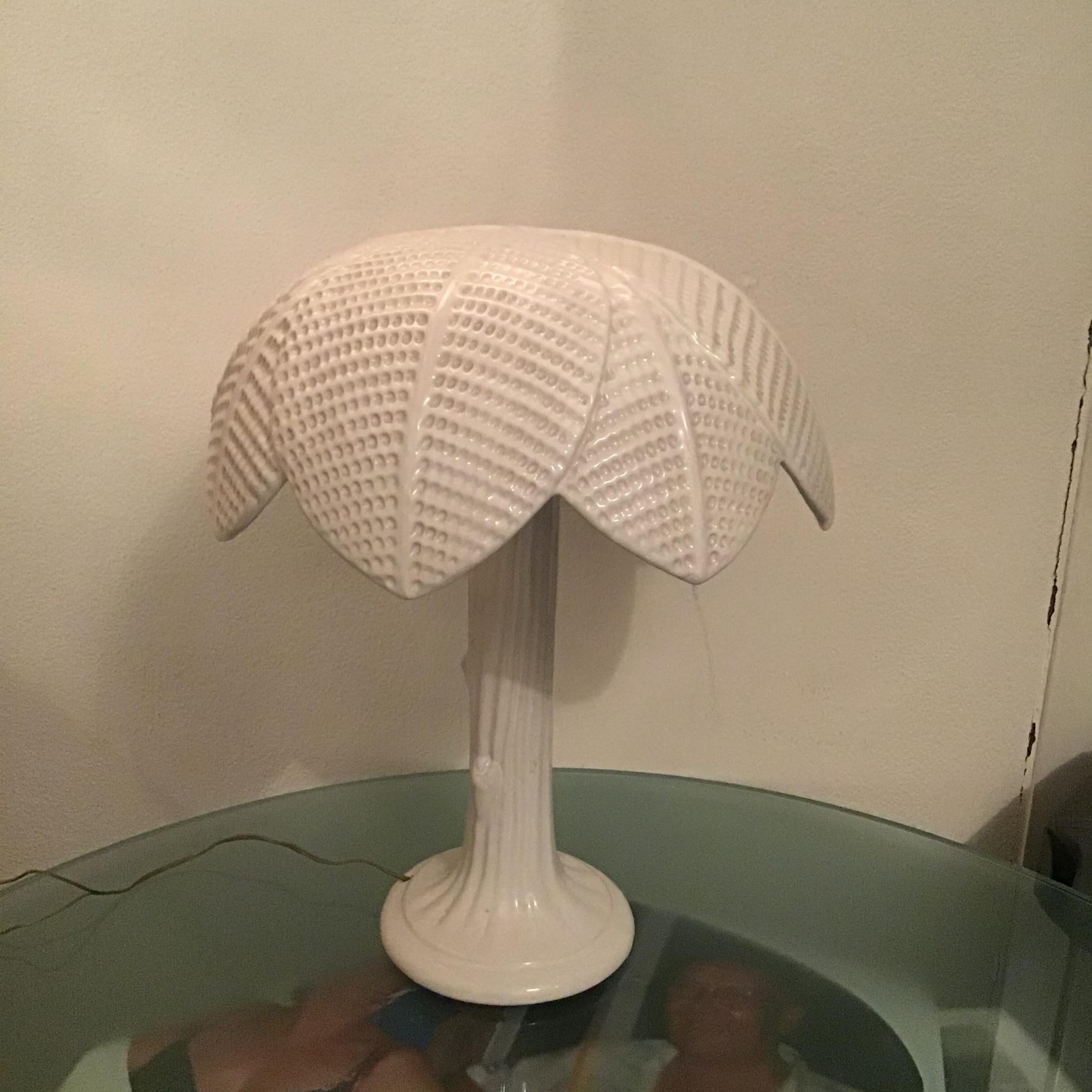 Italian TommasoBarbi Table Lamp Palm Ceramic 1970 Italy For Sale