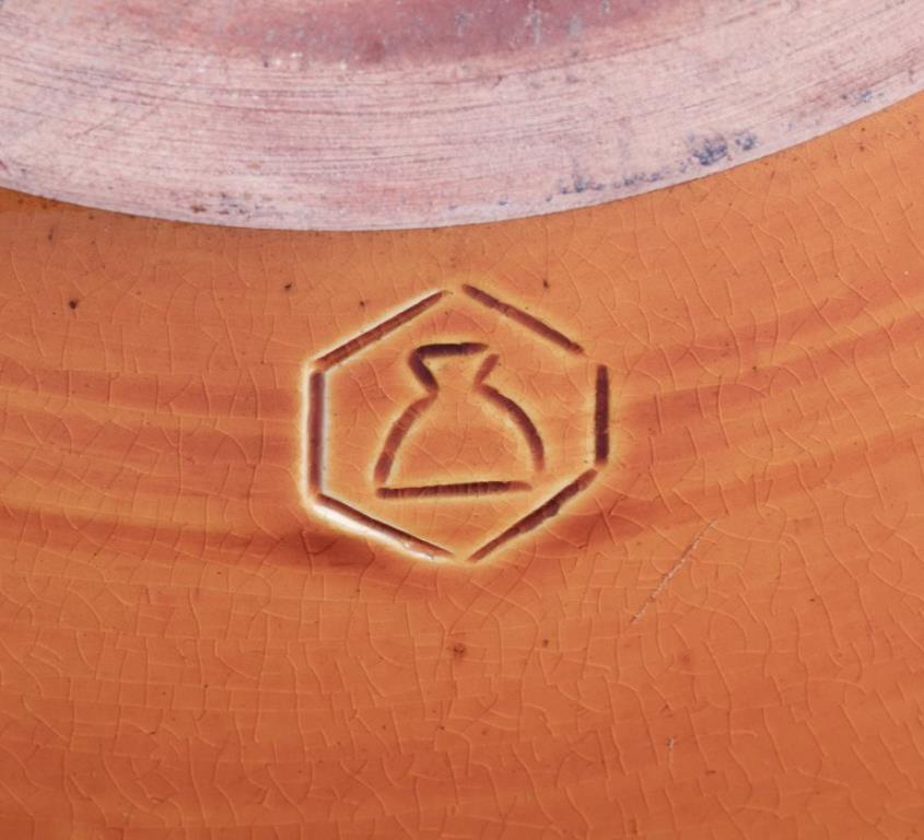 Late 20th Century Tommerup Brickworks, Denmark. Large ceramic bowl with polychrome glaze. For Sale