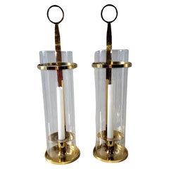 Tommi Parzinger           (1901 - 1981) Pair of Brass and Glass Candle Holders 