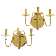 Tommi Parzinger 3 Arm Brass Sconces