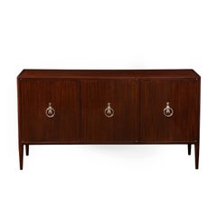Tommi Parzinger 3 Door Credenza with Exquisite Nickel Pulls, 1960s