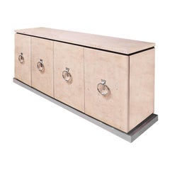 Tommi Parzinger 4 Door Credenza with Exquisite Hardware 1960s