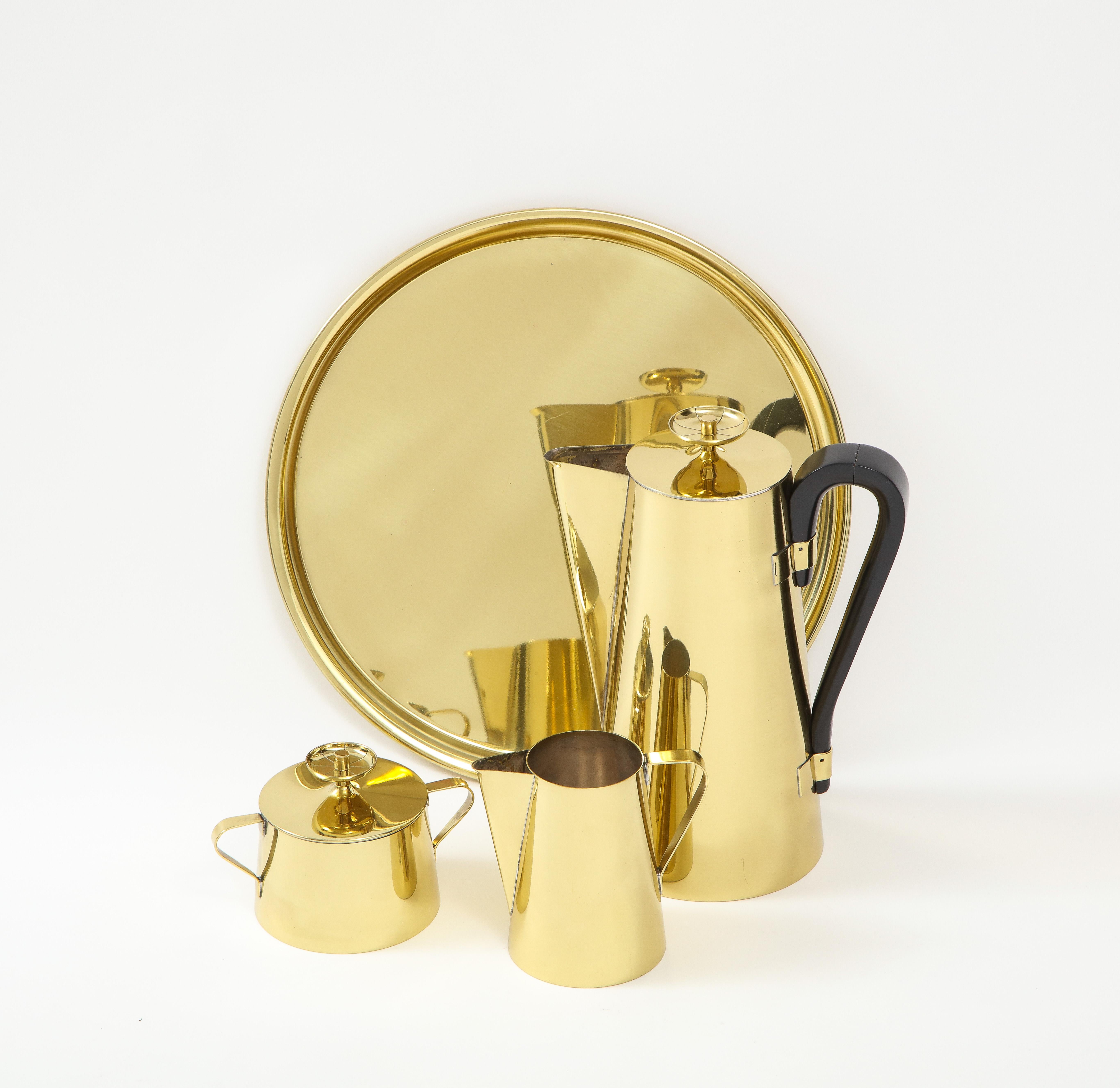 Hollywood Regency Tommi Parzinger 4pc Brass Coffee Set For Sale