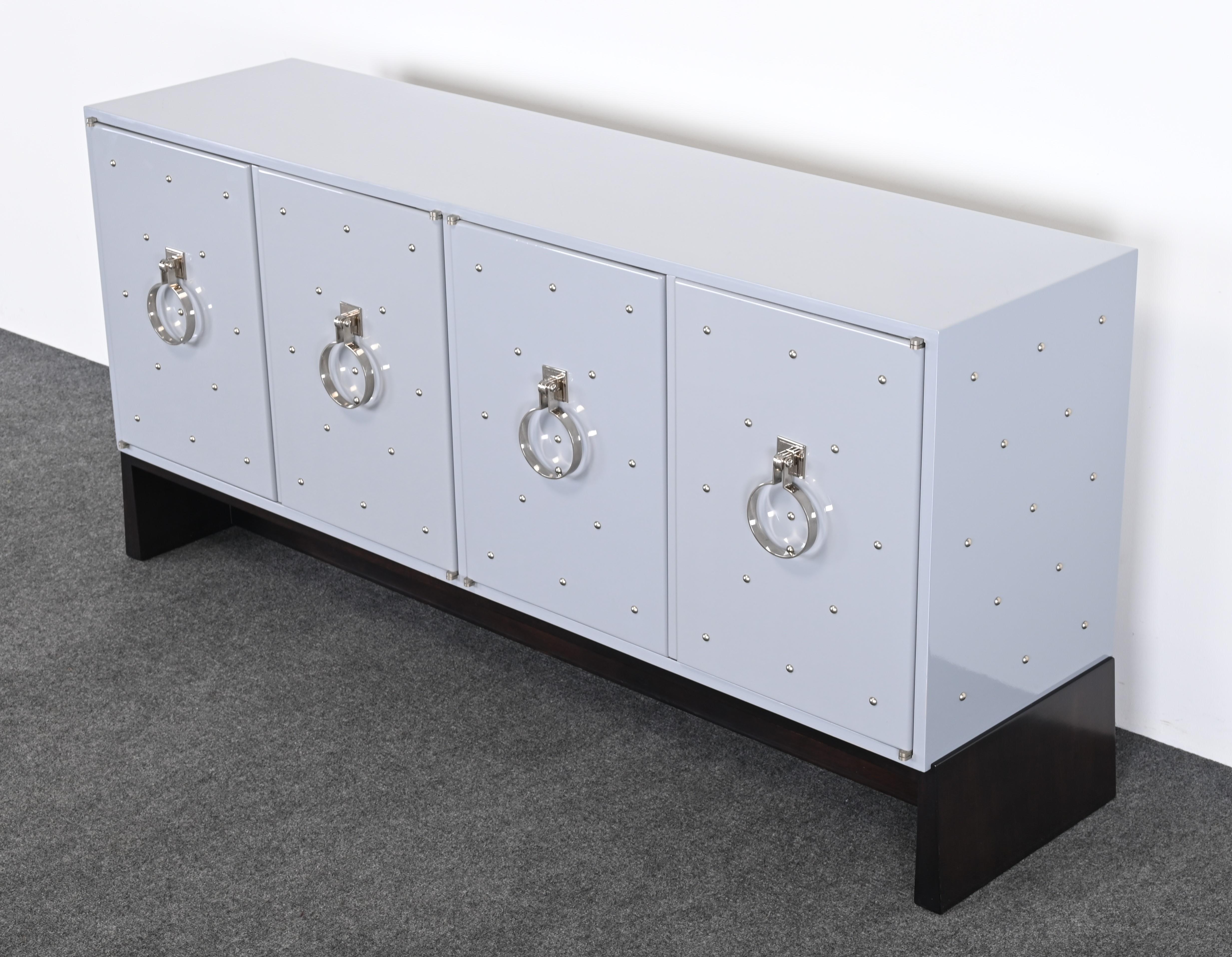 Nickel Tommi Parzinger attributed Credenza, Late 20th Century For Sale