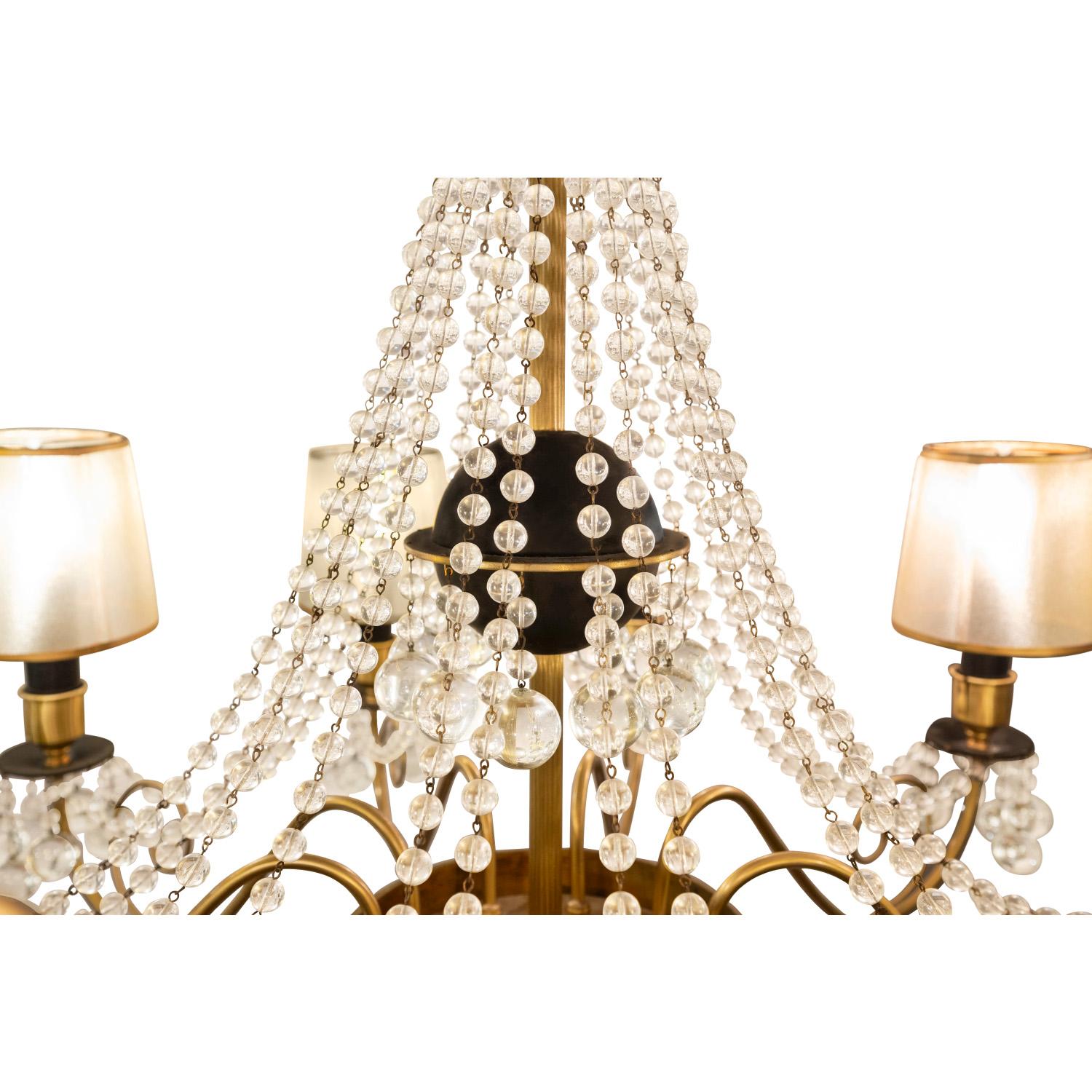 Mid-20th Century Tommi Parzinger Attributed Elegant 10 Arm Chandelier with Crystals 1950s For Sale