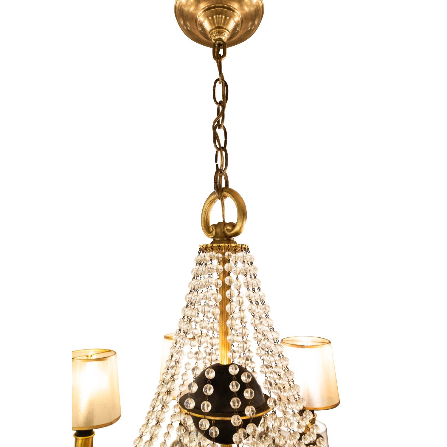 Brass Tommi Parzinger Attributed Elegant 10 Arm Chandelier with Crystals 1950s For Sale