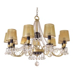 Tommi Parzinger Attributed Elegant Chandelier with Crystals, 1950s
