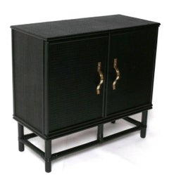Tommi Parzinger Bamboo and Cane Cabinet Mid Century Modern Glamour 36wx34hx16d
