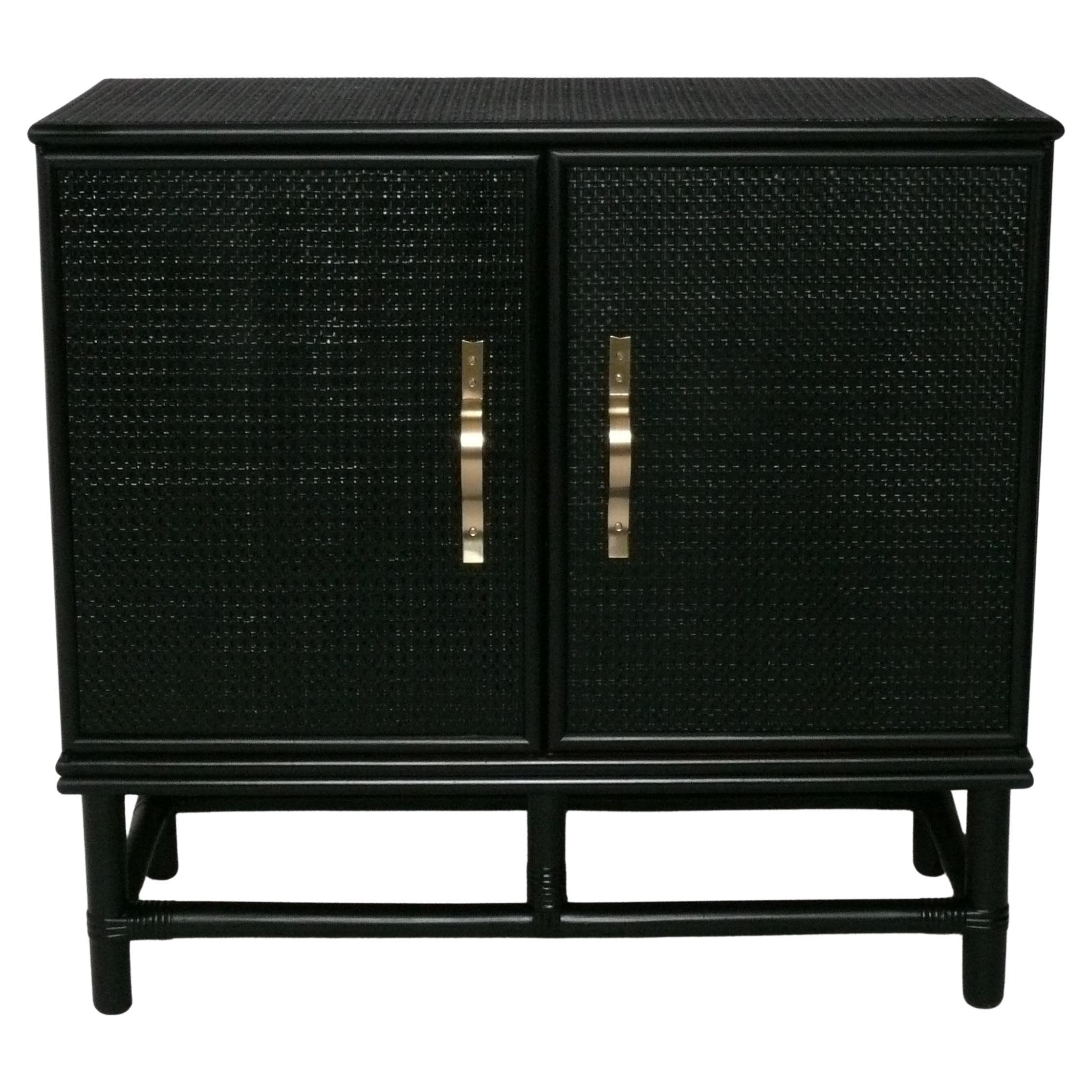 Tommi Parzinger Bamboo and Cane Cabinet Mid Century Modern Glamour 36wx34hx16d