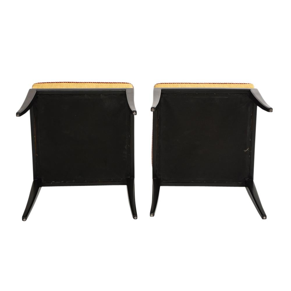 Tommi Parzinger Stools, Benches, Ebonized Wood, Upholstery For Sale 7