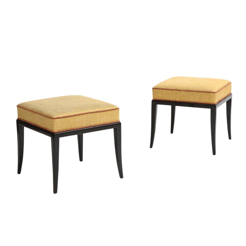 Tommi Parzinger Stools, Benches, Ebonized Wood, Upholstery For Sale 1