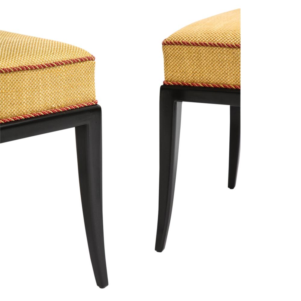 Tommi Parzinger Stools, Benches, Ebonized Wood, Upholstery For Sale 2