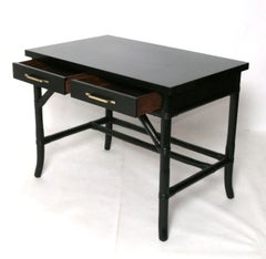Tommi Parzinger Black Bamboo Desk Mid Century Modern Glamour 38w x 29h x 24d