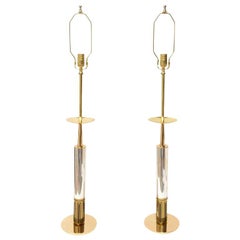 Tommi Parzinger Brass and Silver-Plate Lamps Mid-Century Modern